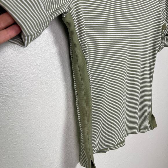 Lauren Ralph Lauren Women's Large Sage Green Striped Boat Neck Short Sleeve Top - Picture 5 of 8